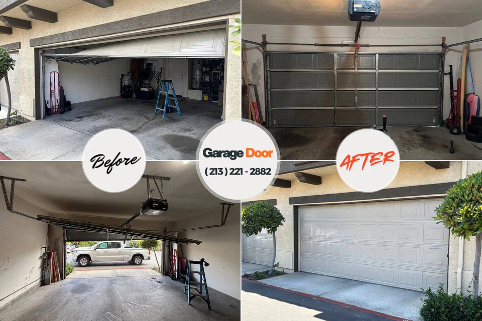 Before and after: garage door repair Crest Hill, IL